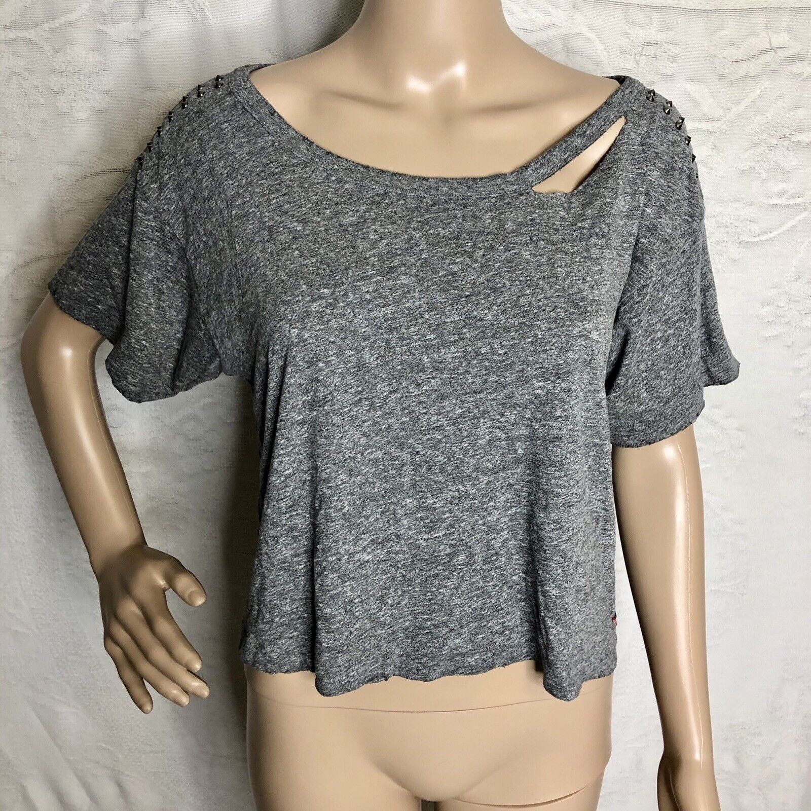 N: Philanthropy Codie Distressed Gray Crop Tee